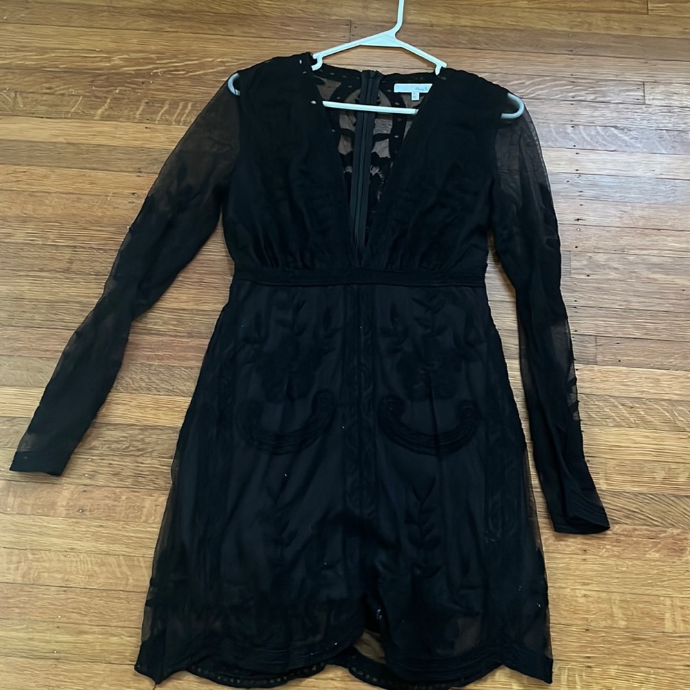 Long sleeve black mini dress